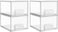 Vtopmart 4 Pack Clear Stackable Storage Drawers, 4.4'' Tall Acrylic Bathroom Makeup Organizer, Plastic Bins for Vanity, Undersink, Kitchen Cabinets, Pantry, Home Organization and Storage