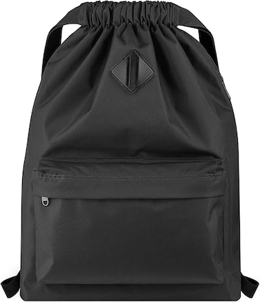 Drawstring Backpack Water Resistant String Bag Cinch Bag Sports Gym Sack with Side Pocket for Men Women