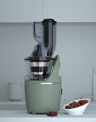 QuantumG - HH916D Juicer slow-rotating masticating technology, 3-in-1 multi-function for juice, smoothie and sorbet 100% natural juices, smoothies, and nut milks (Green)