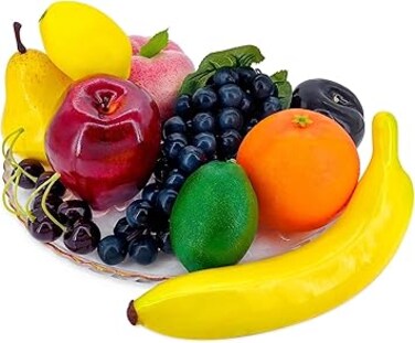 THE WHITE SHOP Artificial Fruits Set for Decoration Fake Fruits Props, Kinds of Fruit， Lifelike Simulation for Home House Kitchen Party Photography Decoration