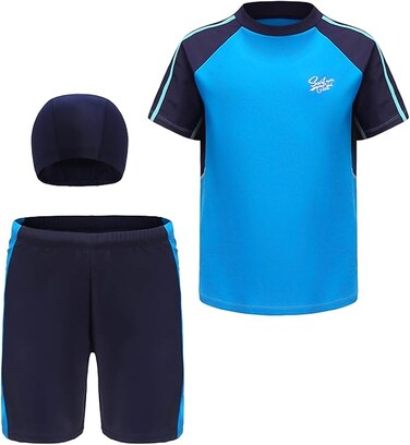 Boys Rash Guard Swimsuit UPF 50+ Swim Bathing Suit 3 Piece Sun Protection Swimwear Set