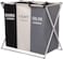 ECVV Laundry Basket 3 Sections, Foldable Laundry Hamper Sorter for Bedroom Bathroom Dorm, Waterproof Divided Dirty Clothes Basket with Aluminum Frame