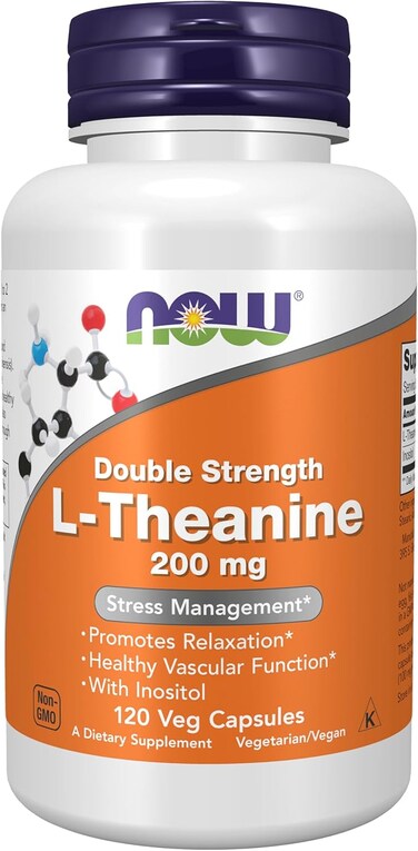 Foods Double Strength L-Theanine 200mg with Inositol, 120 Veg Capsules