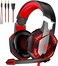 G2000 Gaming Headset, Bass Surround Gaming Headphones With Noise Cancelling Mic/LED Lights/Soft Memory Earmuffs For (PS5/PS4/Xbox One/Controller/Laptop/PC/Mac/Nintendo/NES) ((New Red))
