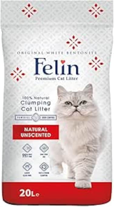 Pets Felin Cat Litter (20L) 100% Natural Clumping Cat Litter 99%,5 Dust free (Natural)