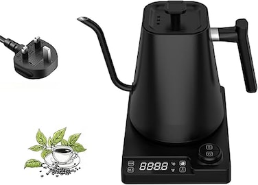 1L Gooseneck Electric Kettle Temperature Control Large LCD Screen Quick Boiling Pour Over Kettle for Coffee &amp; Tea Anti-dry Protection, Stainless Steel Inner Water Boiler, 24-hour keep-warm