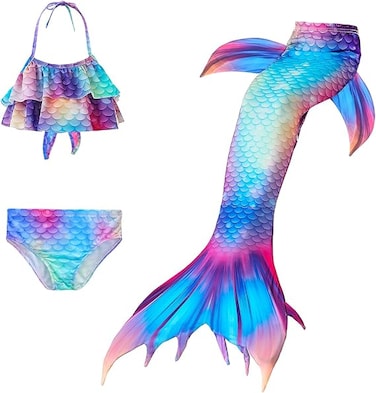 Mermaid Tail Sets with Head Garland Necklace Hair Clip,Mermaid Costume