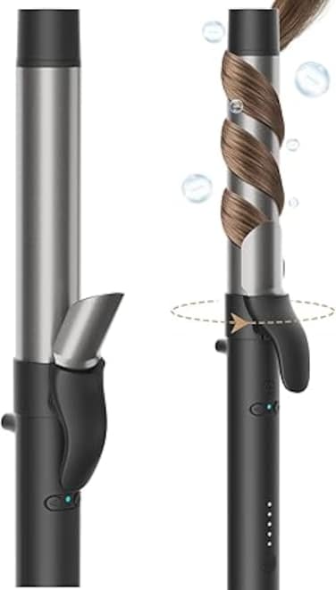 Rotating Curling Iron 1.25 Inch for Beach Waves - TYMO Automatic Curling Wand for Long Hair, Long Barrel Hair Curler for Women, 40 Million Ions, 8S Fast&amp;Easy Curl for 48H, 5 Temps&amp;Dual Voltage, Black