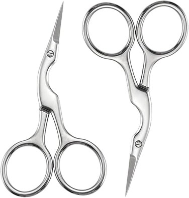 2 Pcs Brow Shaping Scissors Professional Stainless Steel Beauty Scissors Multi-Purpose Nail Scissors for Men and Women Trimming Eyebrows and Eyelashes