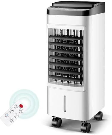 Evaporative Air Cooler, Fan Humidifier with LED Display and Remote Control,3-in-1 AC with 120&deg; Oscillation/3 Speeds&amp;Cool Modes/Timer for Office,Bedroom,Kitchen