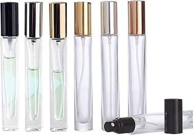 Beauenty 6pcs Glass Refillable Bottle, Leaking Proof Mini Spray Bottles for Outdoor and Travel Bottles, 10ml Portable Perfume Bottle Set, (Multicolor)