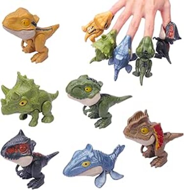 6PCS Biting Finger Dinosaurs Toy, Dinosaurs Collectibles for Display, Fun Snap Squad Dino Toys, Jurassic World Dinosaur Toys, for 3+ Year Old Kids Birthday Gift Dino Party Gift Decorate for Kids