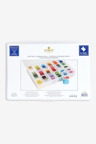 DMC Sewing-Online 6118/6 Floss/Embroidery Thread Bobbin Storage Box inc 50 Empty Bobbins
