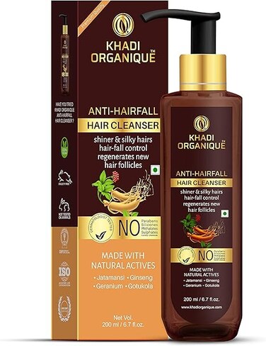 Khadi Organique Anti Hair Fall Shampoo/Cleanser (NO SLS &amp; PARABEN) For Hair-fall Control, Shiner &amp; Silky Hairs, Regenerates New Hair Follicles Men &amp; Women (200 ml)