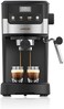 20 Bar 2 Cups Dual Stainless Steel Filter Coffee Machine, Touch Display, 1.2L Tank Coffee Maker, Milk Steamer, Adjustable Steam Control, Intuitive Screen, Washable Drip Tray - Black