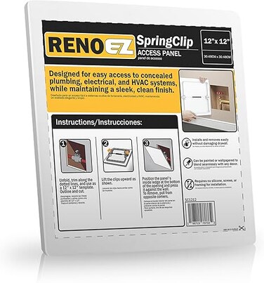 Plastic Access Panel 12x12 inches with Spring Click Technology - No Tools Required - For Drywall, Ceiling and Wall - Access Door for Plumbing, HVAC and Other Holes or Openings (1)