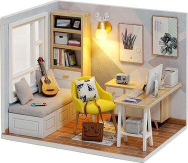 DIY Doll Room Miniature Furniture Wooden House Kit - DIY Cabin Sunshine Study 1:32 Mini Collector's Edition with Furniture and Accessories