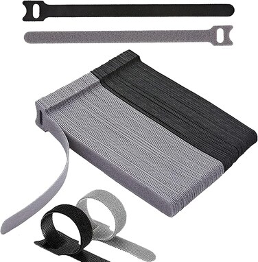 Fastening Cable Ties Reusable 5inch Adjustable Wire Ties Strap Cable Management Tidy 30pcs Cord Ties Cord Organizer Wire Tie (Grey-Black)