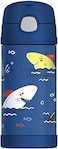 THERMOS FUNTAINER STAINLESS STEEL KIDS SHARKS BOTTLE 355ML, F40123SK, KIDS WATER BOTTLE WITH STRAW, INSULATED FLASK, HYDRATION BOTTLE WITH LID