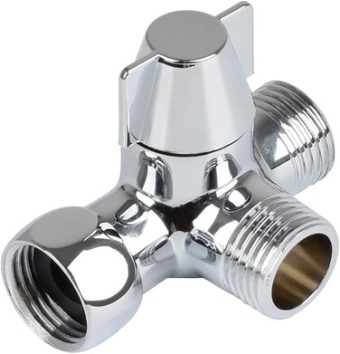 3-Way Shower Diverter Valve, G1/2" T-Adapter Valve Replacement Parts for Shower Spray, T-Diverter for Toilet Bidet Shower Power Kitchen Sink