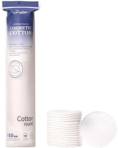 SKY-TOUCH 100% cotton makeup remover pads, 150 pieces of soft round cotton pads. Suitable for sensitive skin, gentle makeup removal, pure cotton round makeup remover pads, soft and durable, 5.8*5.8cm