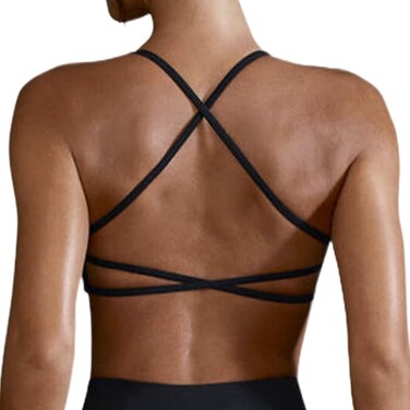 Strappy Back Sports Bra, Low Impact Criss Cross Strappy Yoga Bra