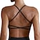 Strappy Back Sports Bra, Low Impact Criss Cross Strappy Yoga Bra