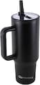 40 oz Tumbler with Handle and Flip Straw Insulated Cup Reusable Stainless Steel Water Bottle Travel Mug Cupholder Friendly, Black