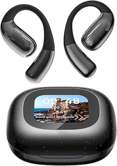 AI Language Translation Earbuds, Open Ear Earphones, LCD Touchscreen Bluetooth 5.3 Translator Earbuds, Real-time Translation for 142 Languages &amp; Accents, for Business Travel, Meeting