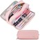 Pencil Case Large Capacity Pencil Pouch 3 Compartments Pencil Bag Gift for Students Girls Adults Women (Pink), large