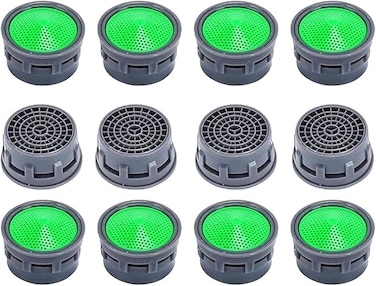12 Pcs Water Tap Aerators Insert Replacement Parts, Water Saving Flow Restrictor Faucet Aerators for Bathroom or Kitchen