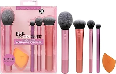 REAL TECHNIQUES   Everyday Essentials Makeup Brush Set, 5 Tools