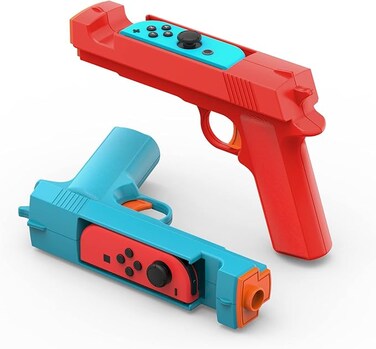 Shooting Game Gun Controller Compatible with Switch/Switch OLED Joy-Con, Hand Grip Motion Controller for Nintendo Switch Shooter Hunting Games (Blue + Red)