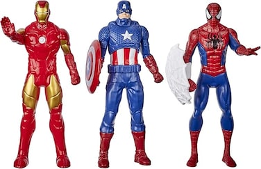 Marvel Action Figure Toy 3-Pack, Iron Man, 6-inch Figures, Spider-Man, Captain America, For Kids Ages 4 and Up