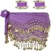 Belly Dance Hip Scarf with Bracelets, 128 Coins Belly Dance Skirt Wrap Belt with Wrist Ankle Bracelets, Dance Skirt Belt Waist Chain for Belly Dance, Zumba or Yoga Class, Performance Costume