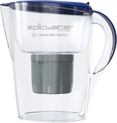 Nano Pitcher   Navy   3.5L   BPA-Free   Nanofiltration Removes Fluoride, Bacteria, Virus, Giardia, Cryptosporidium, E-Coli, Lead, Chromium 6, PFOS, PFOA, Heavy Metals, Pesticides
