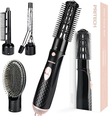 PRITECH Hair Dryer Brush, Hot Brush for Hair Styling - Light Weight Blow Dry Hair Brush with 2 Heat Speed &amp; 1 Cold Wind Hot Air Brush for Short Hair
