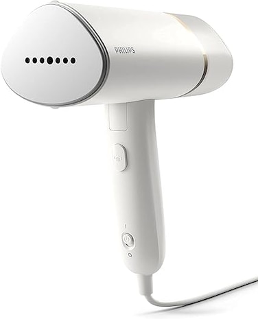 Philips Compact Handheld Steamer 3000 Series - 1000W - 20g/min Continuous Steam - 2M Cord Length - 120ML - Compact &amp; Foldable - White - STH3020/16