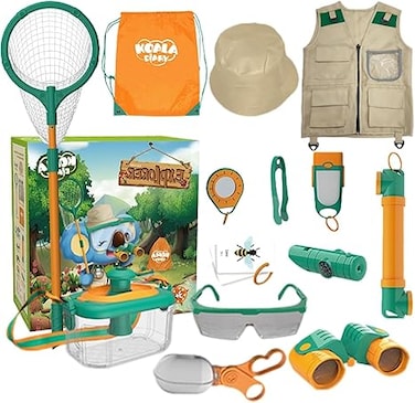 Safari Explorer Costume Kids -13Pcs Explorer Costume Kids  Safari Costume Kids  Toddler Halloween Costume  Explorer Kit &amp; Bug Catcher Kit Costume For Kids  Cosplay Costume Kids Boys Girls