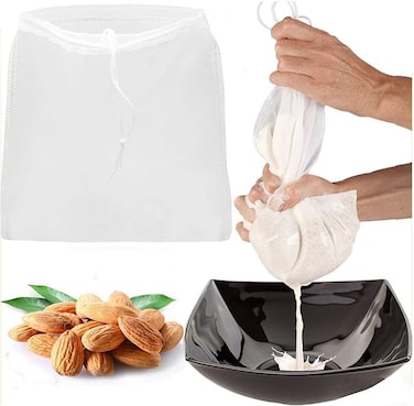 Nut Milk Bag - Big 12X12 Commercial Grade - Reusable Almond Milk Bag &amp; All Purpose Food Strainer - Fine Mesh Nylon Cheesecloth &amp; Cold Brew Coffee Filter