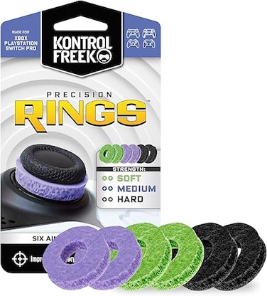 Precision Rings   Aim Assist Motion Control for PlayStation 4 (PS4), Xbox One, Switch Pro &amp; Scuf Controller (Black/Purple/Green)