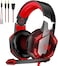 G2000 Gaming Headset, Bass Surround Gaming Headphones With Noise Cancelling Mic/LED Lights/Soft Memory Earmuffs For (PS5/PS4/Xbox One/Controller/Laptop/PC/Mac/Nintendo/NES) ((New Red))