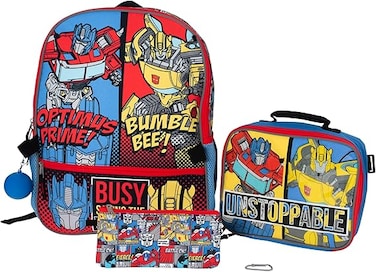 4 Piece Backpack Set, School Bag with Front Zip Pocket &amp; Mesh Side Pockets