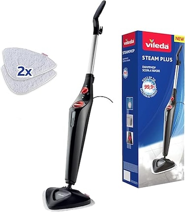 Vileda Steam PLUS   steam mop ; steam cleaner for a hygienic cleaning performance ; up to 99.9% bacteria and virus removal ; ideal for carpets and rugs ; for all floors ; no use of harsh chemicals