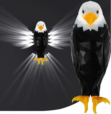 Bald Eagle Wall Light, American Night Light With Remote Control, Magnetic Wall Mounted Lamp for Bedroom, Living Room, Hallway, Battery Operated and Removable Charging