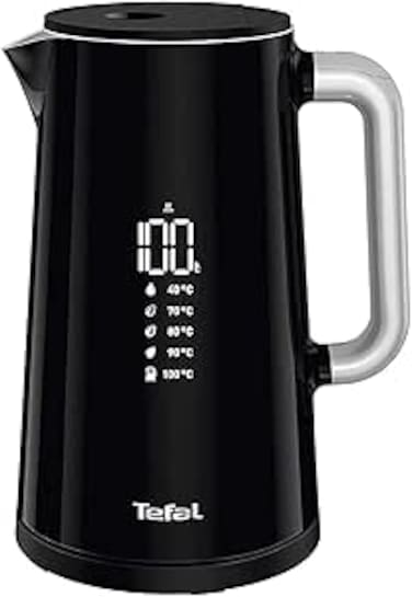 TEFAL Kettle   Smartin'Light 1.5L Digital Electric Kettle Black   2500-3000 W   5 Temperature Selection   30 Min Keep Warm   Auto Off   2 Years Warranty   &lrm;KO853840