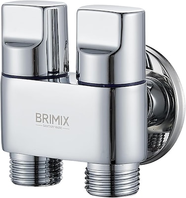 Double Control Heavy Duty Angle Valve G1/2 inch for Bathroom Toilet Kitchen (Silver)