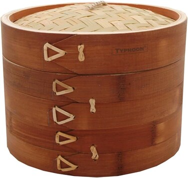 Typhoon Double Tier Bamboo Steamer 8", Brown, 1400.360