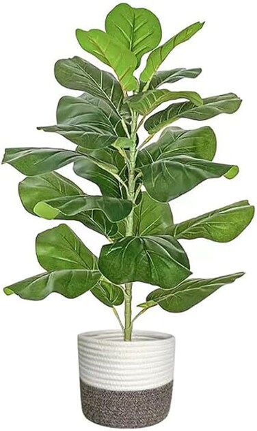 Artificial Plant, Fake Ficus tree with 21 Leaves and 78cm tall, Lifelike Artificial Plant in Pot for Home Decoration and Office Indoor and Outdoor, Artificial Plants For Modern Decoration Housewarming