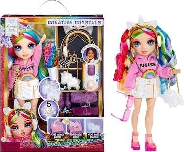 Creative Crystals Amaya - Rainbow 11&rdquo; Fashion Doll with Crystal Accessory Make It Kit, Ring for You, DIY, Crafts, Resin Play, Kids Gift 8+